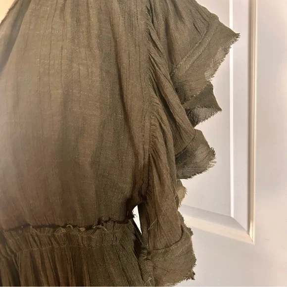 Flawless Flowy Bohemian Chic Forest/Olive Green Maxi Dress Size Small - Picture 10 of 15